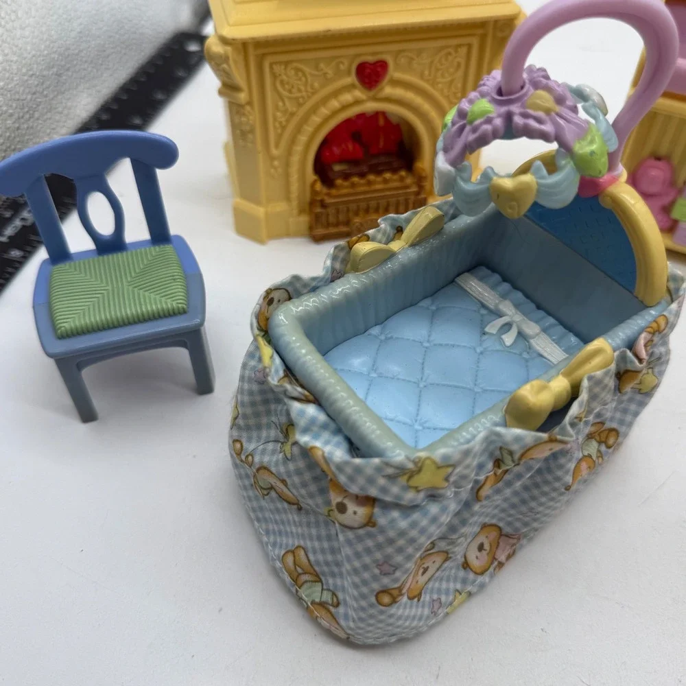 Fisher Price Loving Family Dollhouse Furniture Lot Fireplace Bed Bassinet
